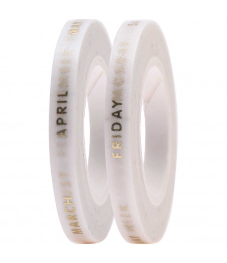 MASKING TAPE JOURS ET MOIS BLANC X10M