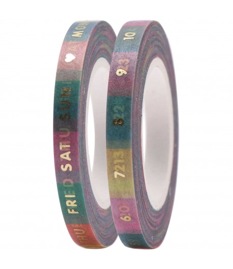 MASKING TAPE JOURS ET DATES COLORES X10M