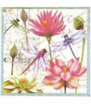 SERVIETTE LIBELLULES ET FLEURS DE LOTUS
