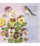 SERVIETTE HIRONDELLES ET PENSEES