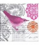 SERVIETTE OISEAU ROSE