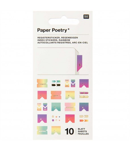 STICKERS MIX INDEX ARC EN CIEL 10 FEUILLES