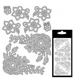 STICKERS COINS FLEURS ARGENT