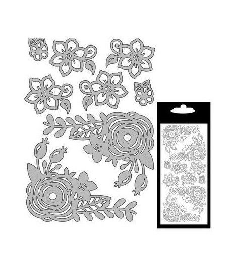 STICKERS COINS FLEURS ARGENT