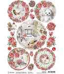 PAPIER DE RIZ FROZEN ROSES MEDALLIONS 21 X 29.7CM CBRP137