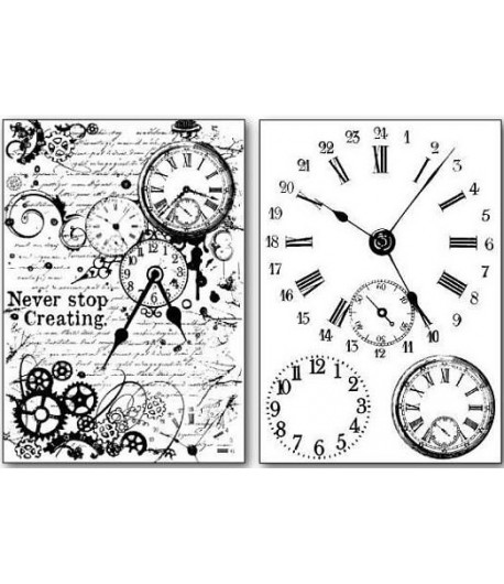 2 PAPIERS TRANSFERT HORLOGES DFTR065