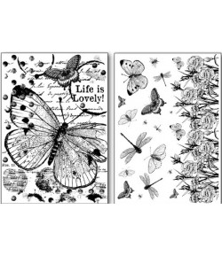 2 PAPIERS TRANSFERT PAPILLONS DFTR064