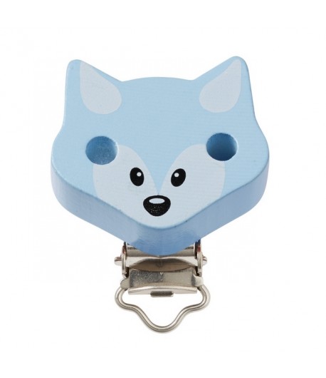 ATTACHE TETINE BOIS RENARD - BLEU