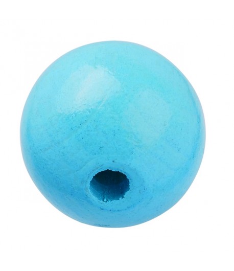25 PERLES EN BOIS 12 MM - TURQUOISE