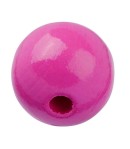 25 PERLES EN BOIS 12 MM - FUCHSIA
