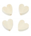 4 PERLES COEUR EN BOIS 20 MM - NATUREL