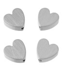 4 PERLES COEUR EN BOIS 20 MM - GRIS