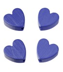 4 PERLES COEUR EN BOIS 20 MM - BLEU FONCE