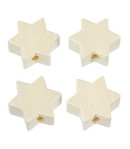 4 PERLES ETOILE EN BOIS 19 MM - NATUREL