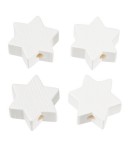 4 PERLES ETOILE EN BOIS 19 MM - BLANC
