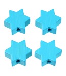 4 PERLES ETOILE EN BOIS 19 MM - TURQUOISE
