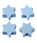 4 PERLES ETOILE EN BOIS 19 MM - BLEU CIEL