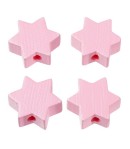 4 PERLES ETOILE EN BOIS 19 MM - ROSE