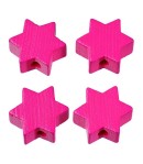 4 PERLES ETOILE EN BOIS 19 MM - FUCHSIA