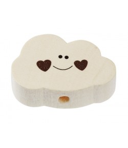 2 PERLES NUAGE EN BOIS 30 MM - NATUREL