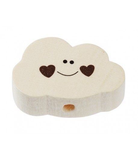 2 PERLES NUAGE EN BOIS 30 MM - NATUREL