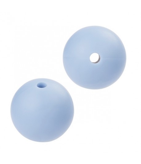 4 PERLES EN SILICONE 15 MM - BLEU CIEL