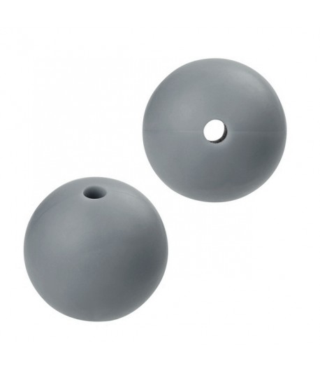 4 PERLES EN SILICONE 15 MM - GRIS