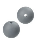 4 PERLES EN SILICONE 15 MM - GRIS