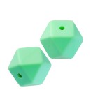 3 PERLES HEXAGONALE  EN SILICONE 14 MM - VERT