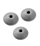 6 PERLES LENTILLE EN SILICONE 12 MM - GRIS
