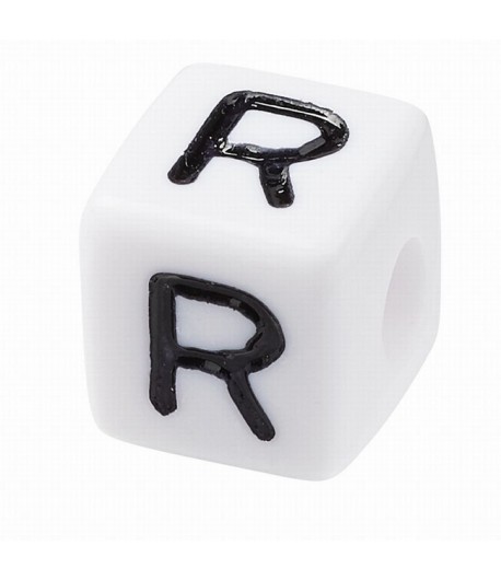 PERLE CUBE PLASTIQUE 10 MM - LETTRE R