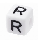 PERLE CUBE PLASTIQUE 10 MM - LETTRE R