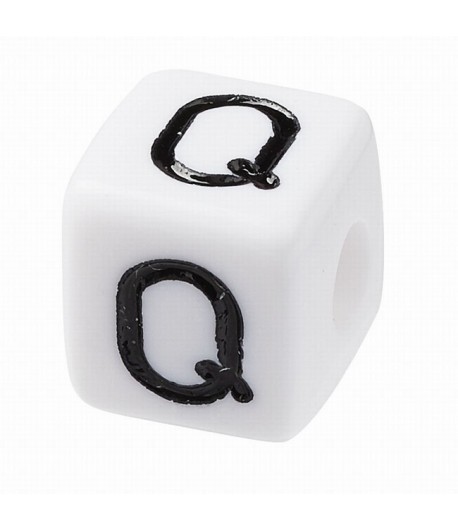 PERLE CUBE PLASTIQUE 10 MM - LETTRE Q