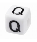 PERLE CUBE PLASTIQUE 10 MM - LETTRE Q