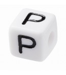 PERLE CUBE PLASTIQUE 10 MM - LETTRE P