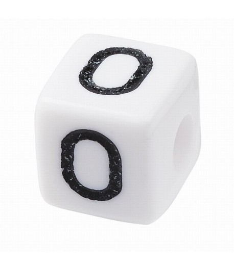 PERLE CUBE PLASTIQUE 10 MM - LETTRE O
