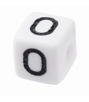 PERLE CUBE PLASTIQUE 10 MM - LETTRE O