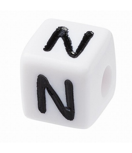 PERLE CUBE PLASTIQUE 10 MM - LETTRE N