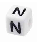 PERLE CUBE PLASTIQUE 10 MM - LETTRE N