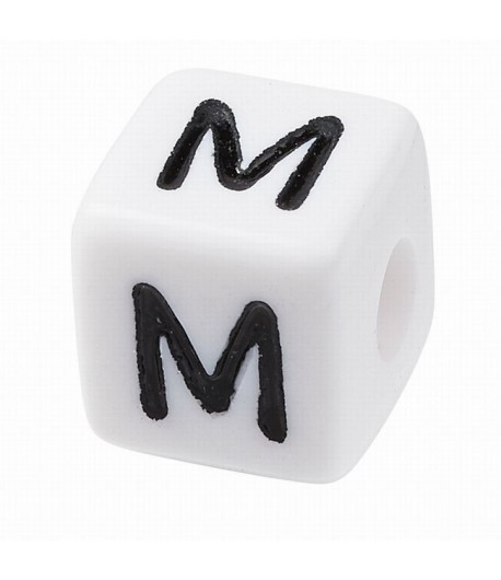 PERLE CUBE PLASTIQUE 10 MM - LETTRE M