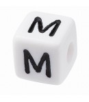 PERLE CUBE PLASTIQUE 10 MM - LETTRE M