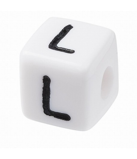 PERLE CUBE PLASTIQUE 10 MM - LETTRE L