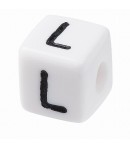 PERLE CUBE PLASTIQUE 10 MM - LETTRE L