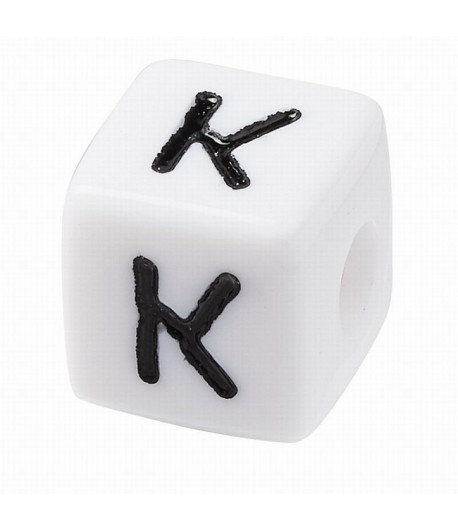 PERLE CUBE PLASTIQUE 10 MM - LETTRE K