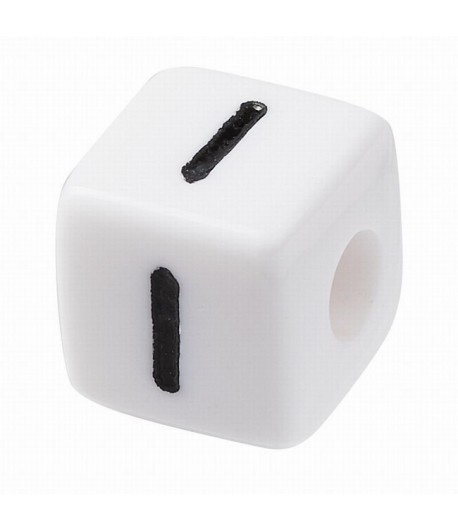 PERLE CUBE PLASTIQUE 10 MM - LETTRE I