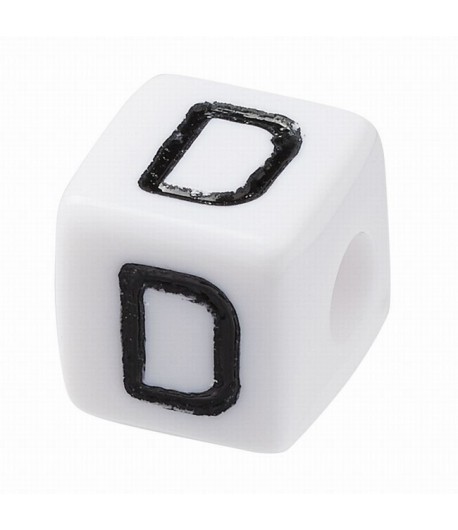 PERLE CUBE PLASTIQUE 10 MM - LETTRE D
