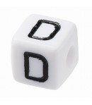 PERLE CUBE PLASTIQUE 10 MM - LETTRE D