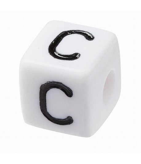 PERLE CUBE PLASTIQUE 10 MM - LETTRE C