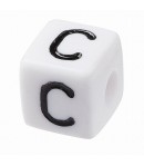 PERLE CUBE PLASTIQUE 10 MM - LETTRE C