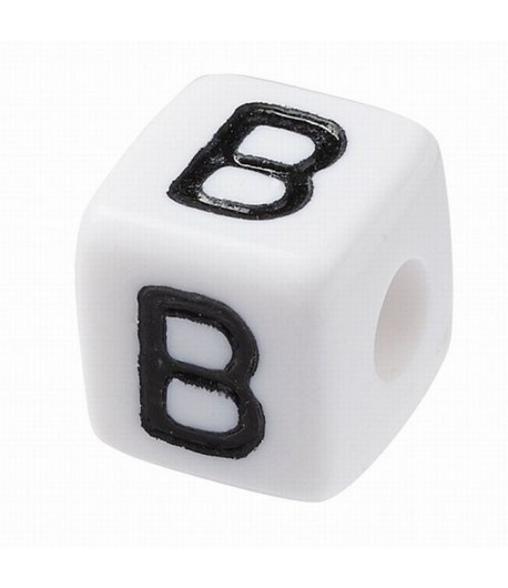 PERLE CUBE PLASTIQUE 10 MM - LETTRE B